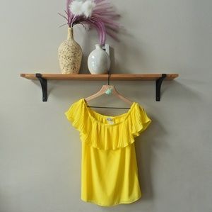 Yellow off the shoulder spring top blouse shirt